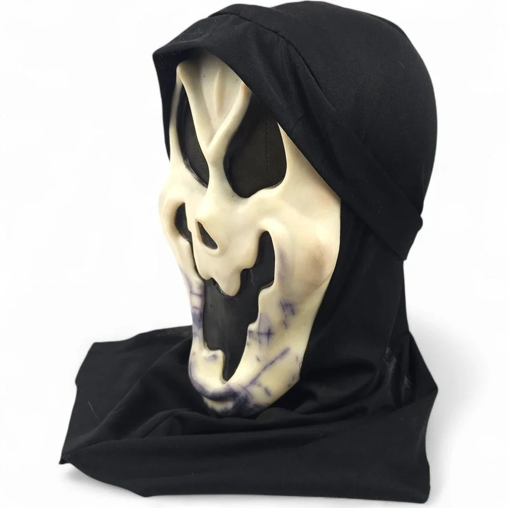VTG Fun World Ghoul Smiley Ghost Face Mask Scream Halloween Shroud Costume Rare